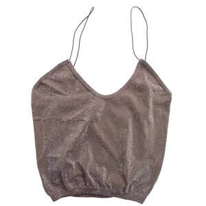 NWOT Free People Seamless Brown Sparkle Skinny Strap Brami M